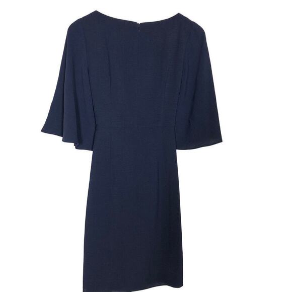 Vince Camuto Washer Dress Short Flutter Sleeve Jewel Neck Tie Waist Mini Navy 4 - Picture 5 of 9